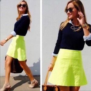 J. Crew Neon Yellow and White Skirt